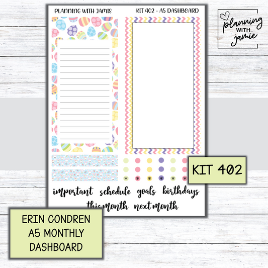 KIT 402 A5 Erin Condren Monthly Dashboard Sticker Kit