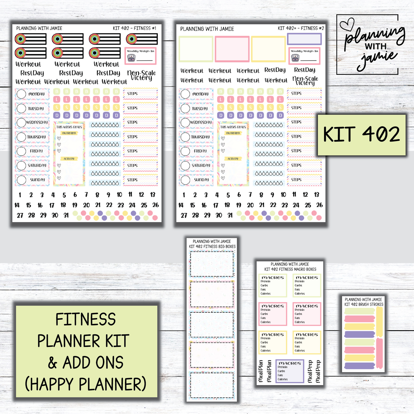 Kit 402 Weekly Fitness Sticker Kit