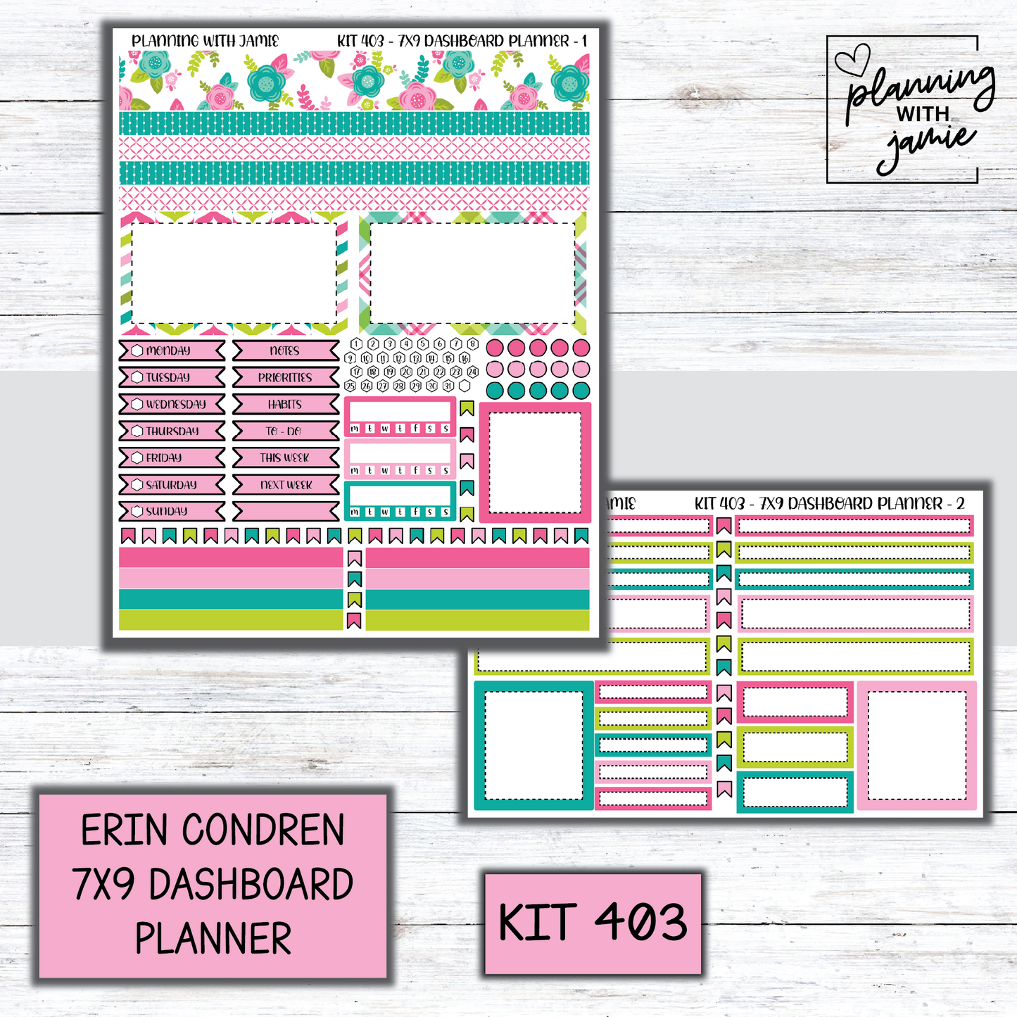 Kit 403 Erin Condren Dashboard Planner Sticker Kit