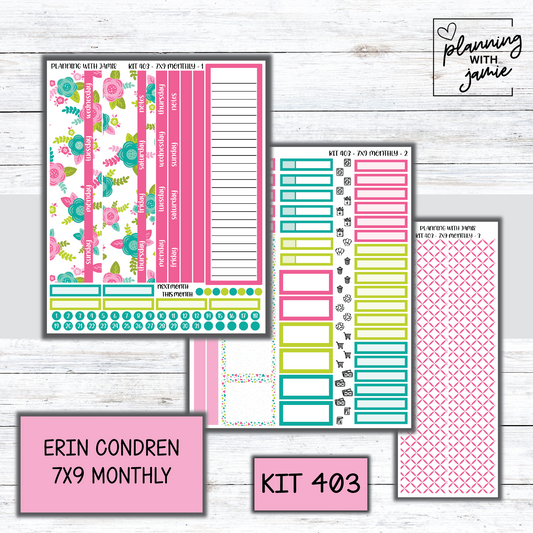 KIT 403 Erin Condren 7X9 OR A5 Monthly Kit