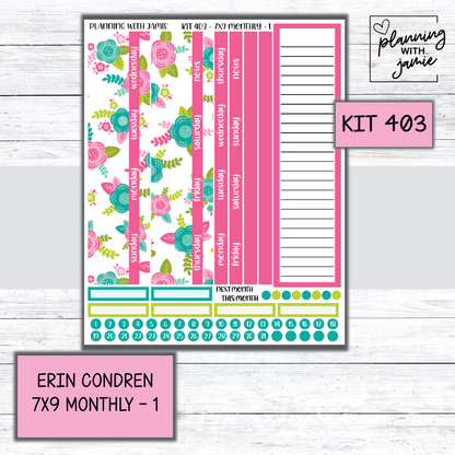 KIT 403 Erin Condren 7X9 OR A5 Monthly Kit