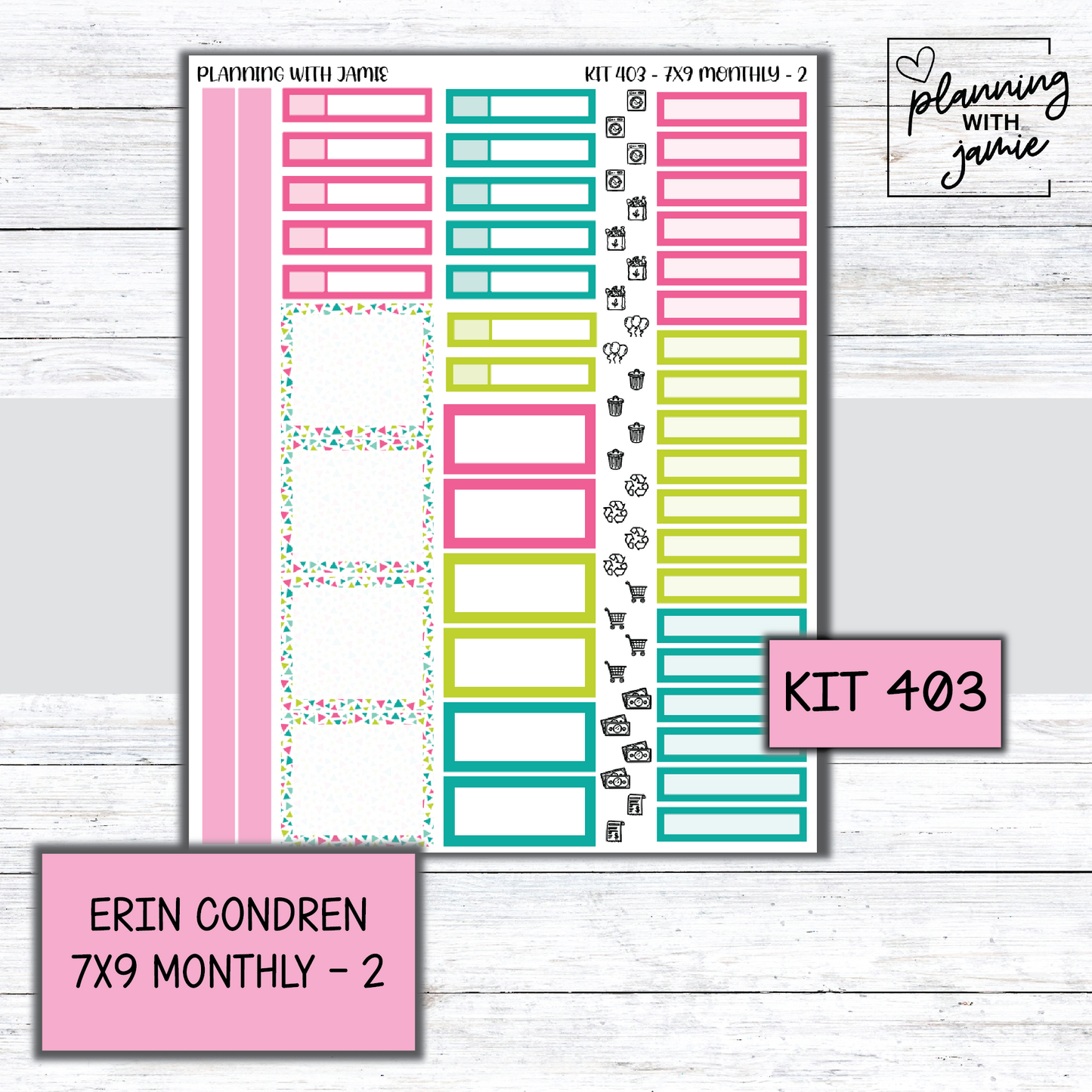 KIT 403 Erin Condren 7X9 OR A5 Monthly Kit