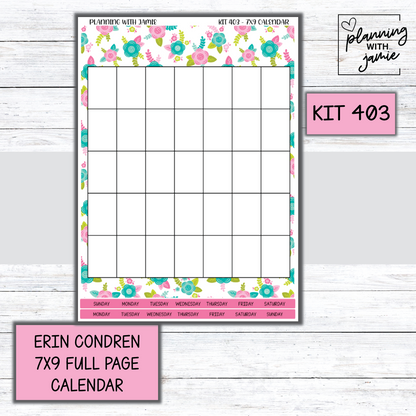 KIT 403 Erin Condren 7X9 Full Page Calendar