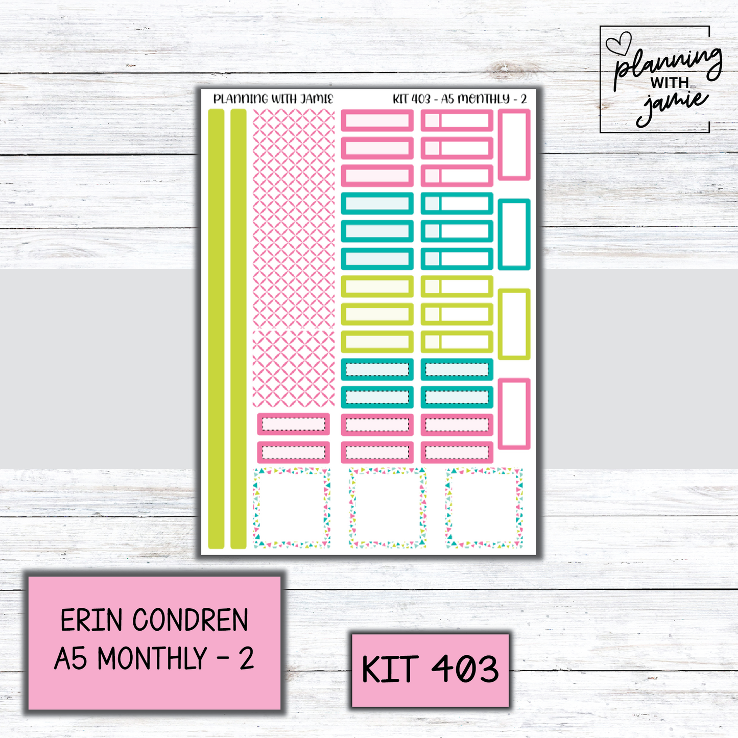 KIT 403 Erin Condren 7X9 OR A5 Monthly Kit