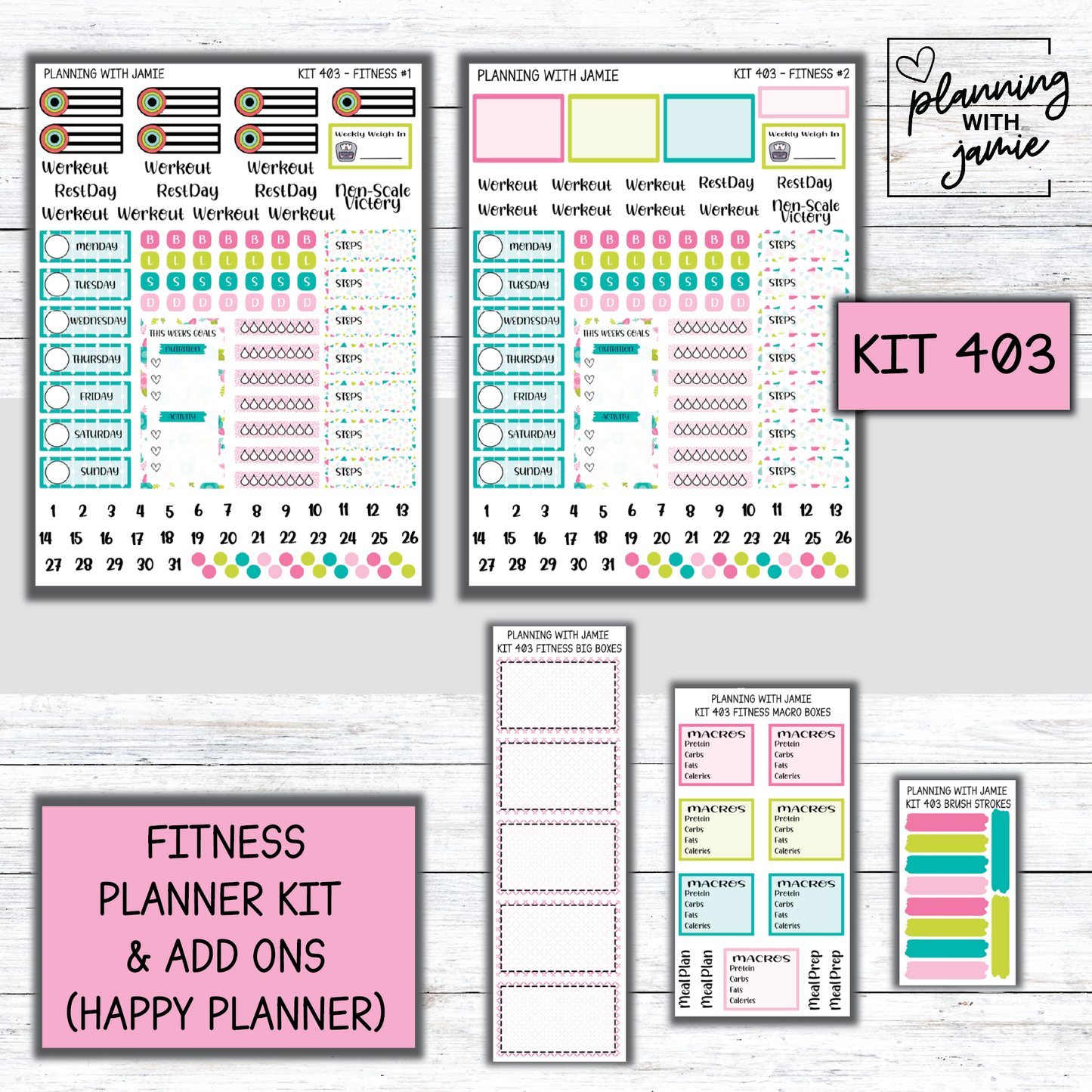 Kit 405 Weekly Fitness Sticker Kit
