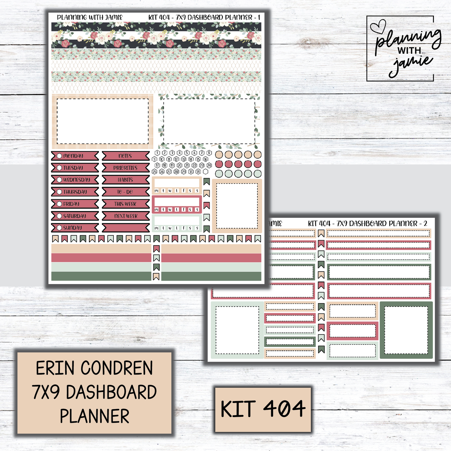 Kit 404 Erin Condren Dashboard Planner Sticker Kit