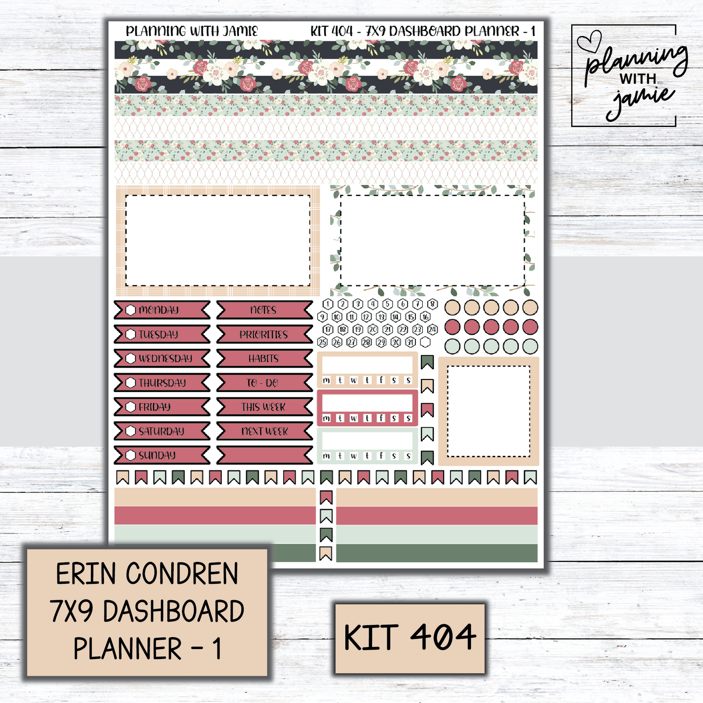 Kit 404 Erin Condren Dashboard Planner Sticker Kit