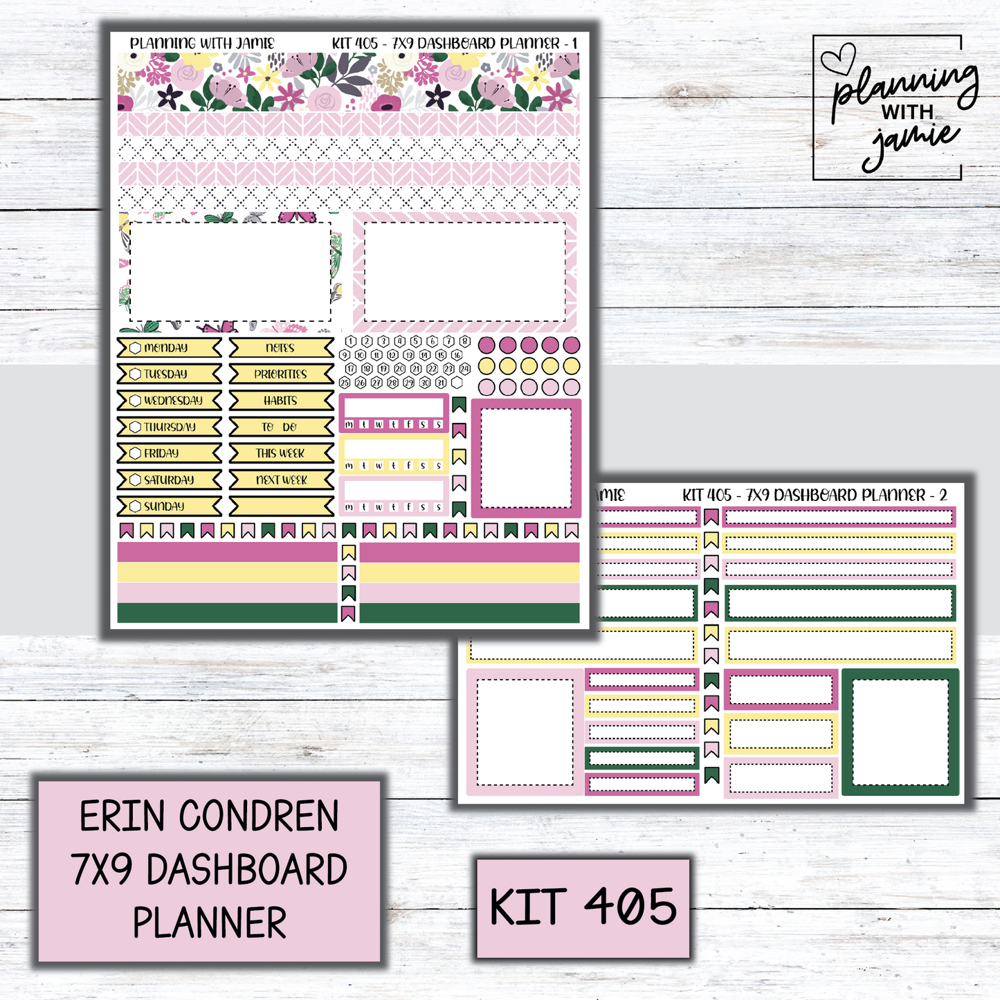 Kit 405 Erin Condren Dashboard Planner Sticker Kit