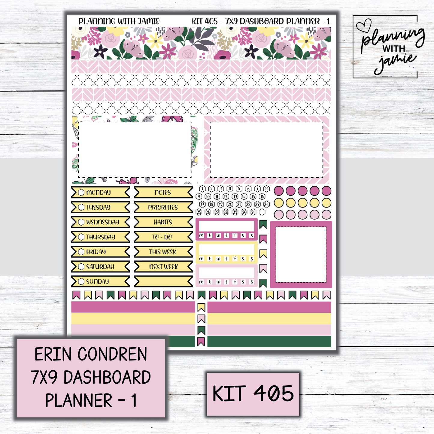 Kit 405 Erin Condren Dashboard Planner Sticker Kit