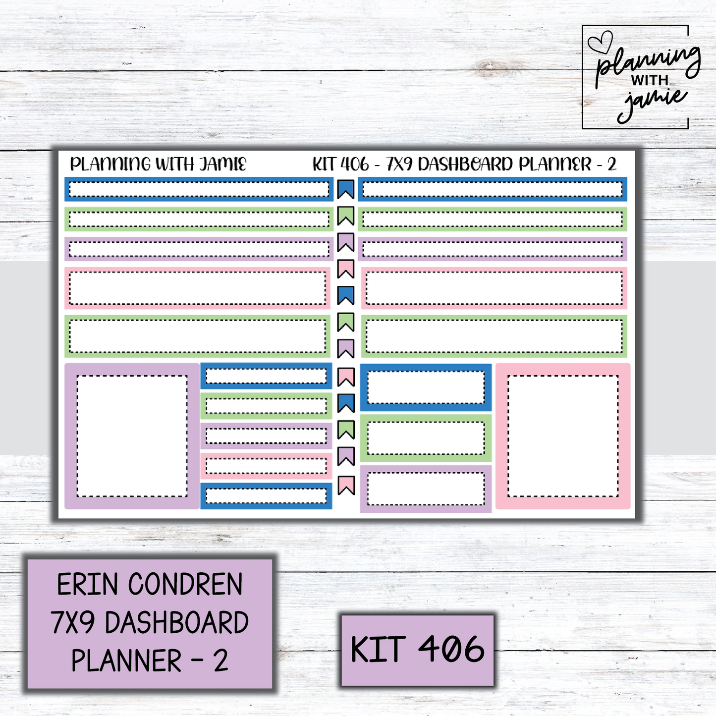 Kit 406 Erin Condren Dashboard Planner Sticker Kit