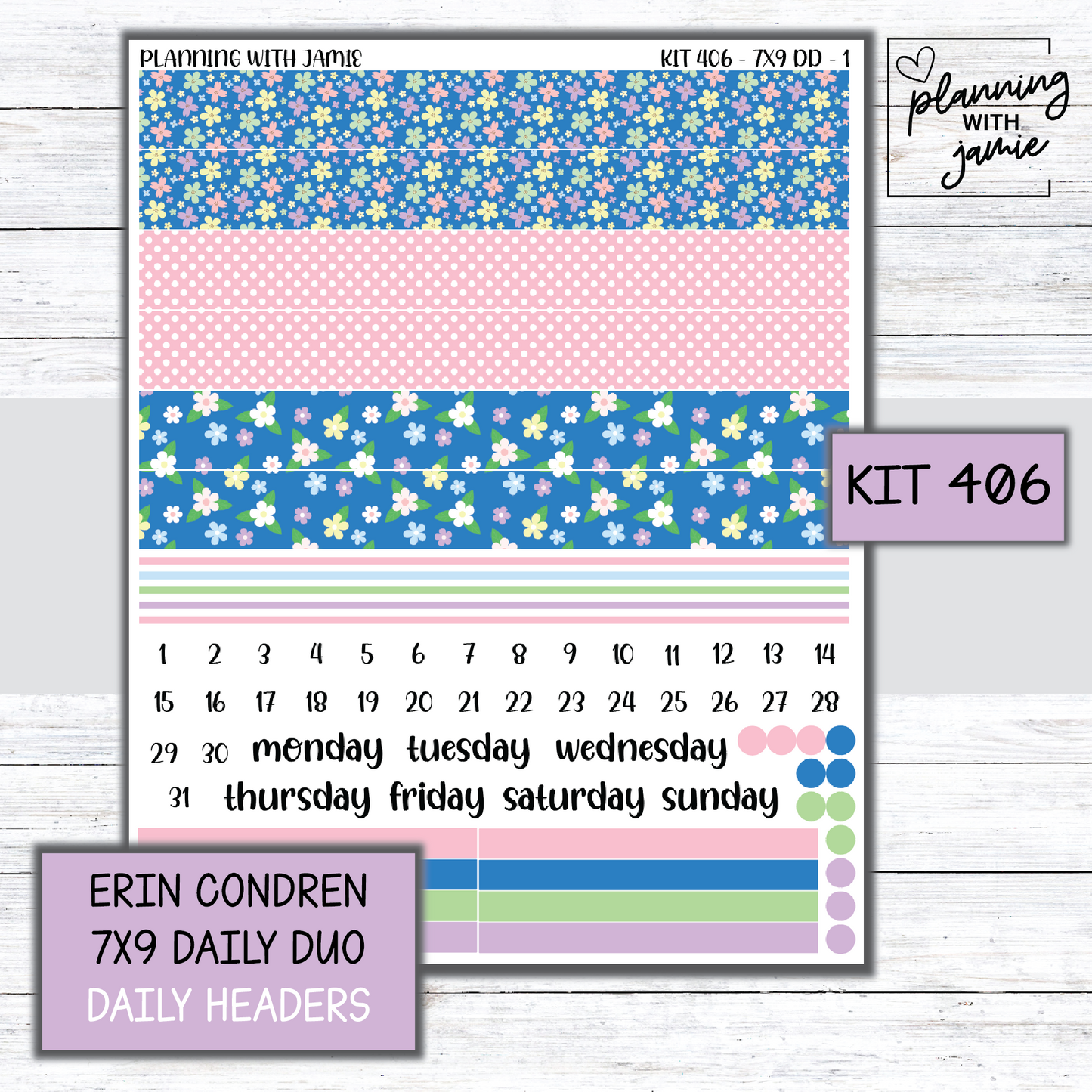 Kit 406 Erin Condren Daily Duo Sticker Kit