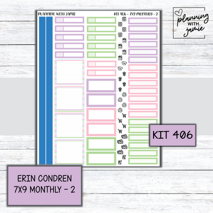 KIT 406 Erin Condren 7X9 OR A5 Monthly Kit