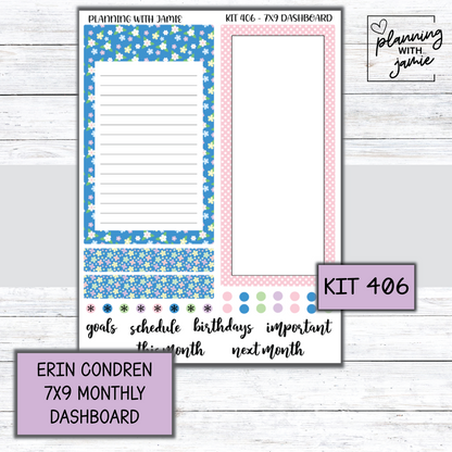 KIT 406 7X9 Erin Condren Monthly Dashboard Sticker Kit