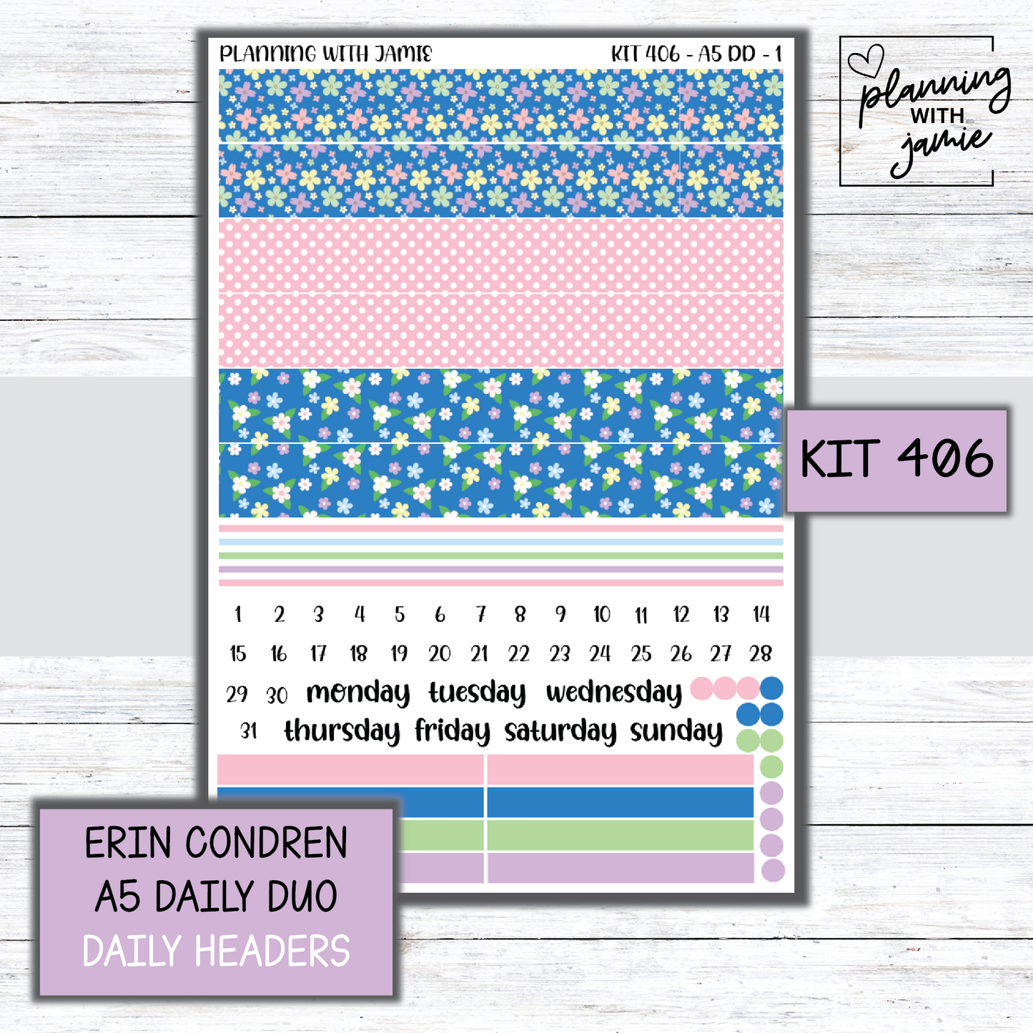 Kit 406 Erin Condren Daily Duo Sticker Kit