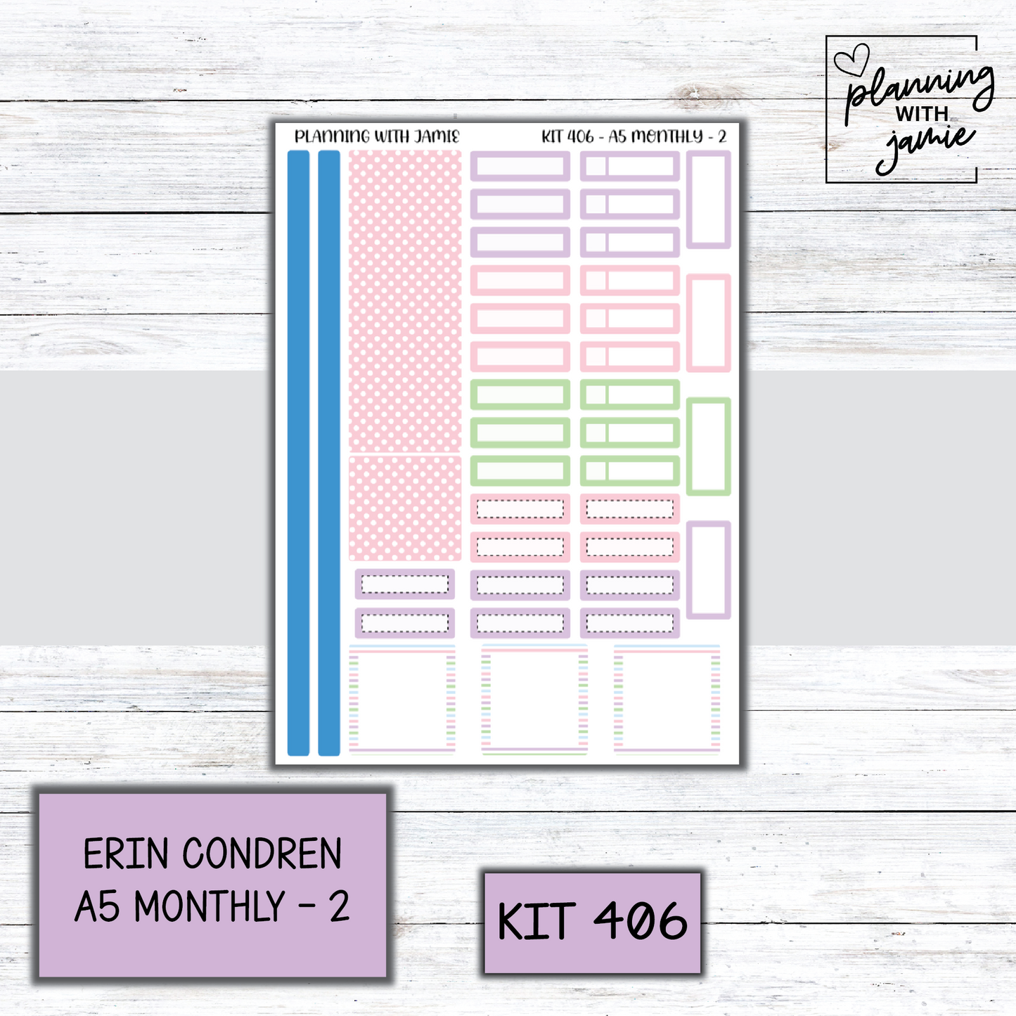 KIT 406 Erin Condren 7X9 OR A5 Monthly Kit
