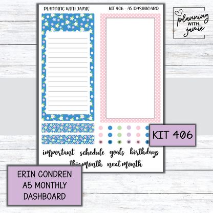KIT 406 A5 Erin Condren Monthly Dashboard Sticker Kit