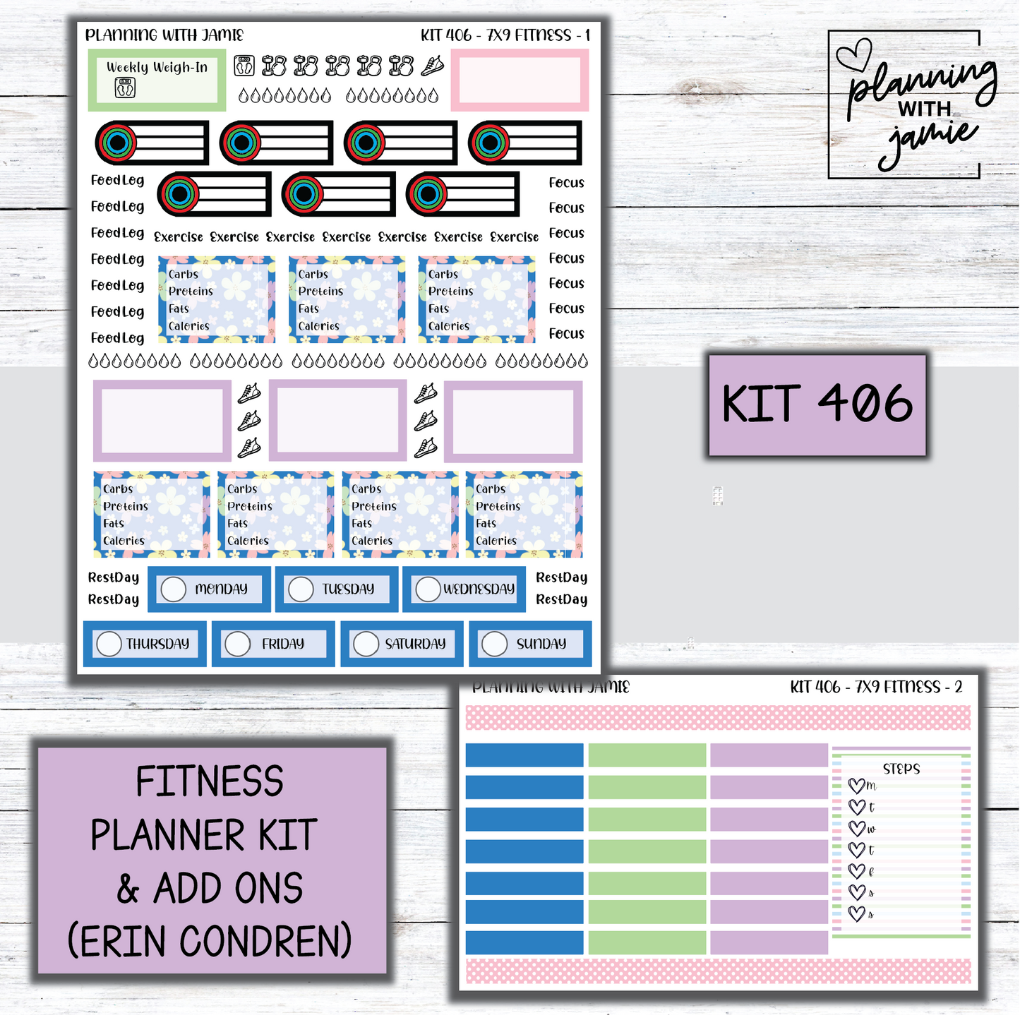Kit 406 Weekly Fitness Sticker Kit