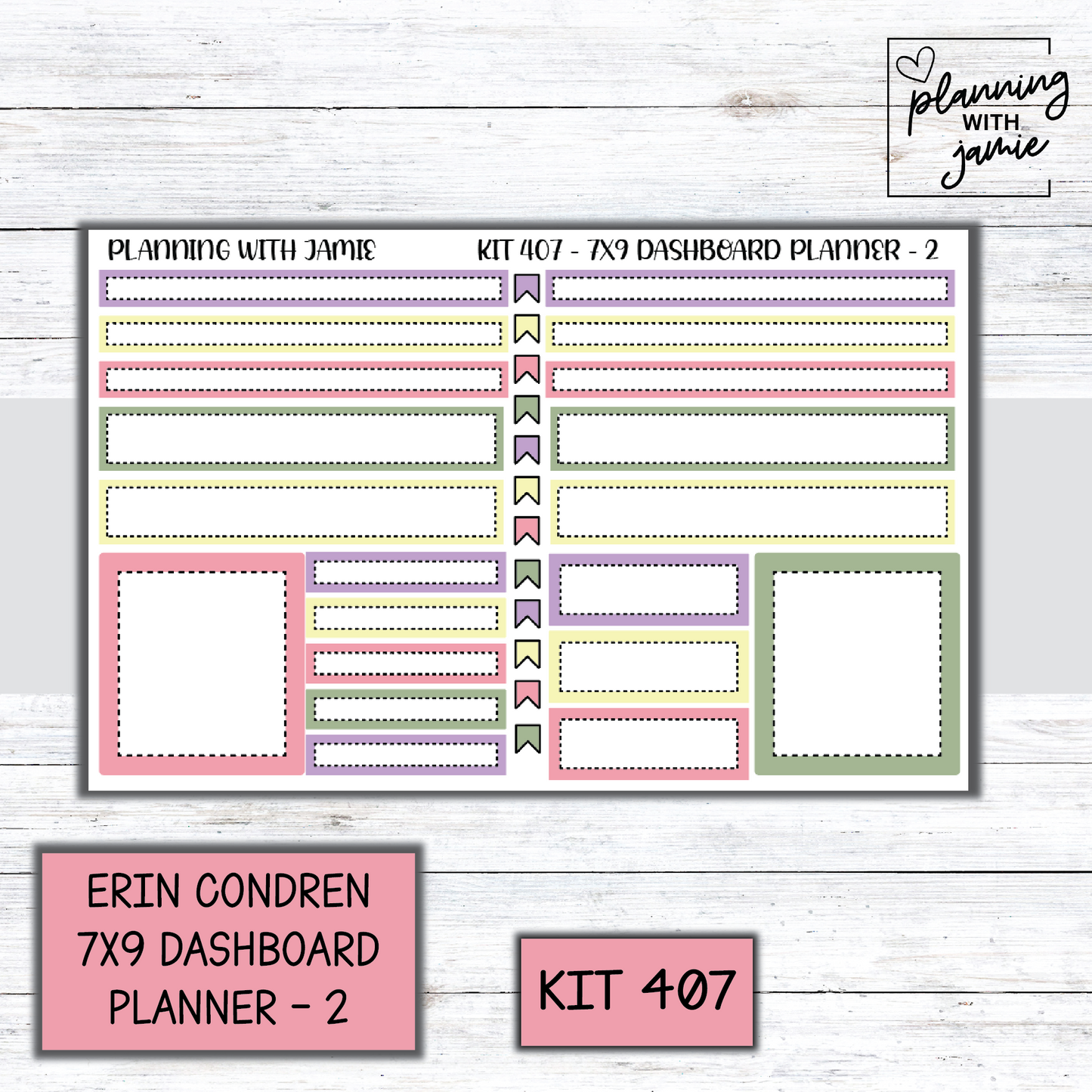 Kit 407 Erin Condren Dashboard Planner Sticker Kit