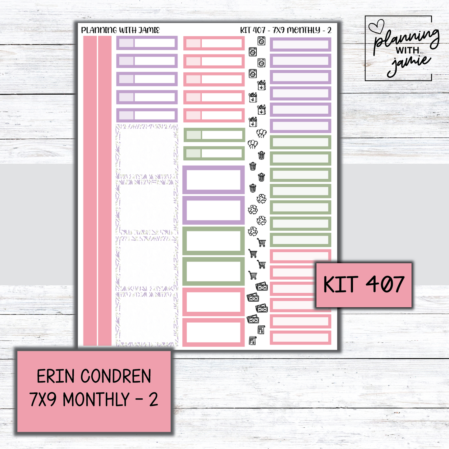 KIT 407 Erin Condren 7X9 OR A5 Monthly Kit