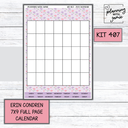 KIT 407 Erin Condren 7X9 Full Page Calendar