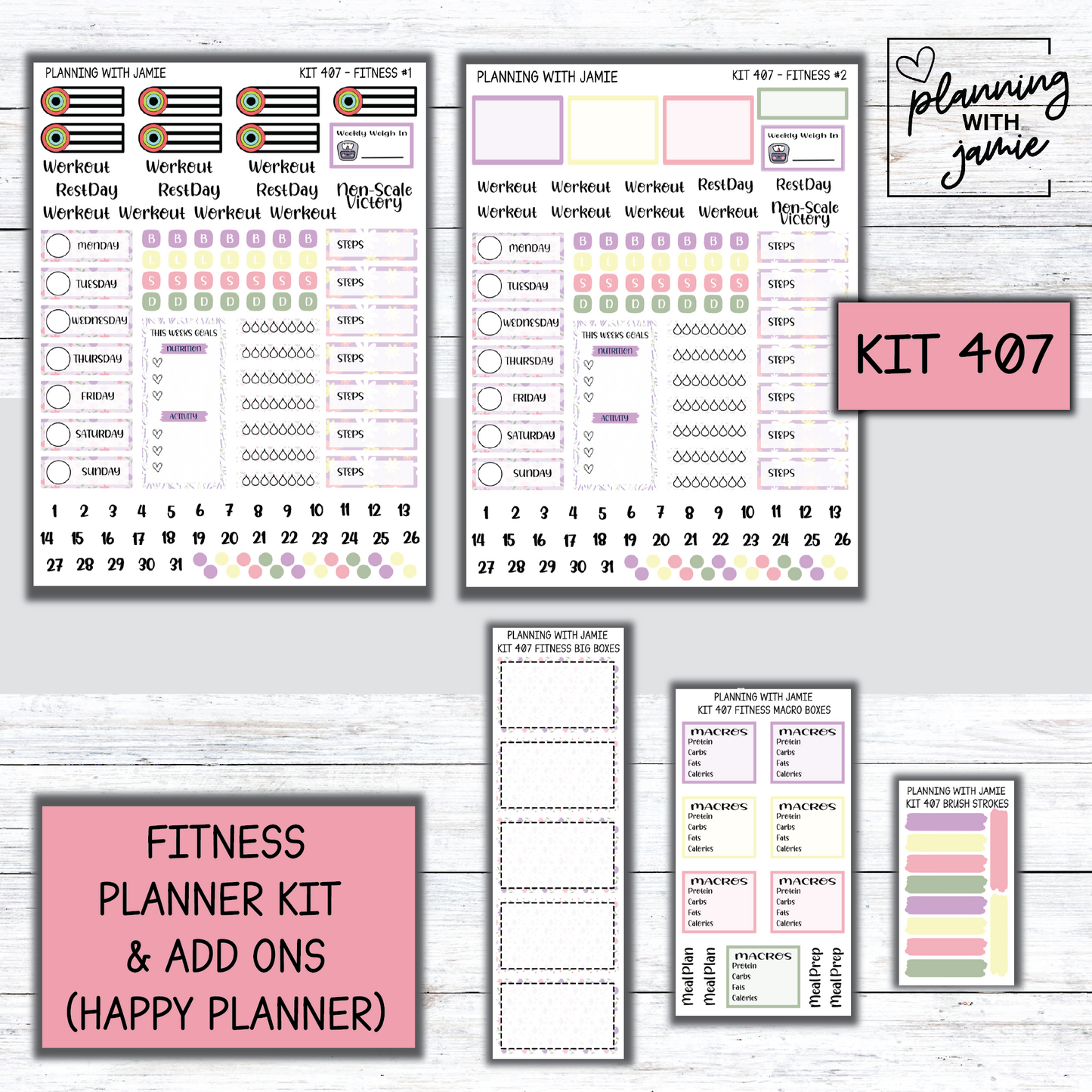 Kit 407 Weekly Fitness Sticker Kit