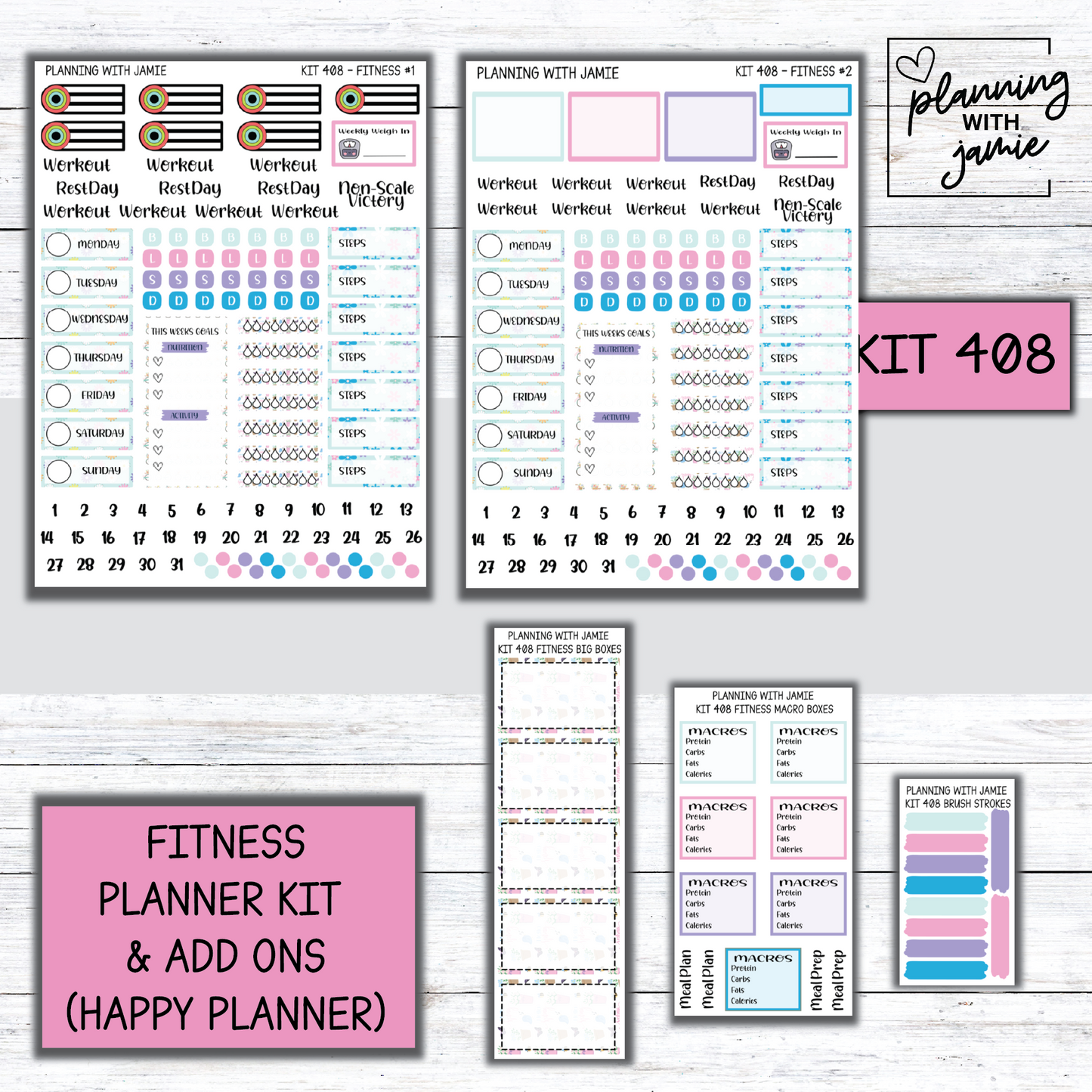 Kit 408 Weekly Fitness Sticker Kit