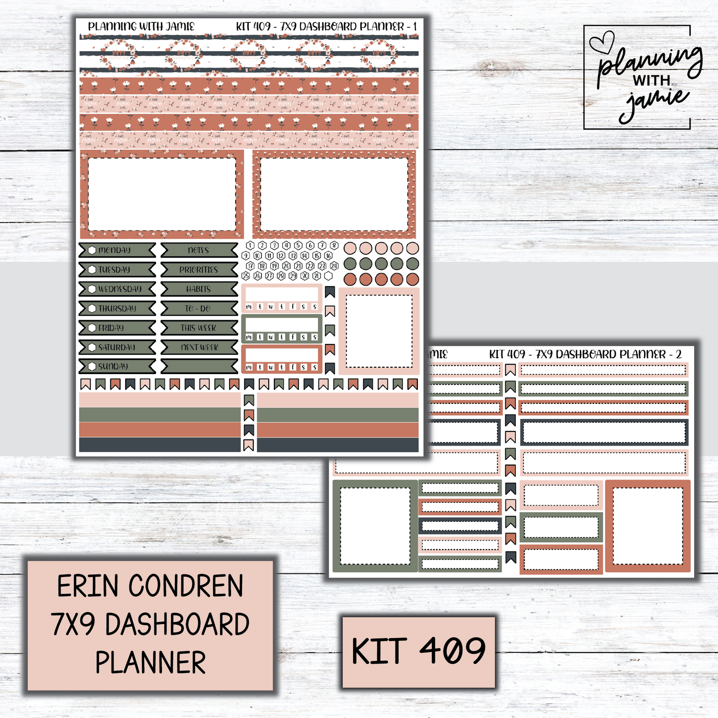 Kit 409 Erin Condren Dashboard Planner Sticker Kit