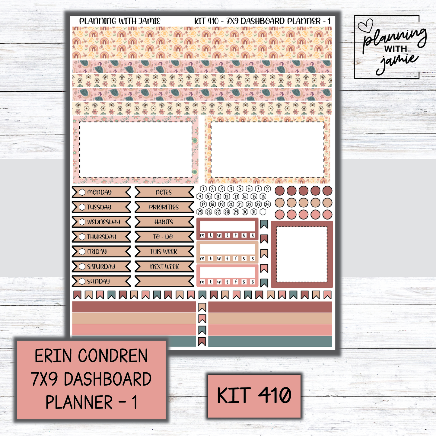 Kit 410 Erin Condren Dashboard Planner Sticker Kit