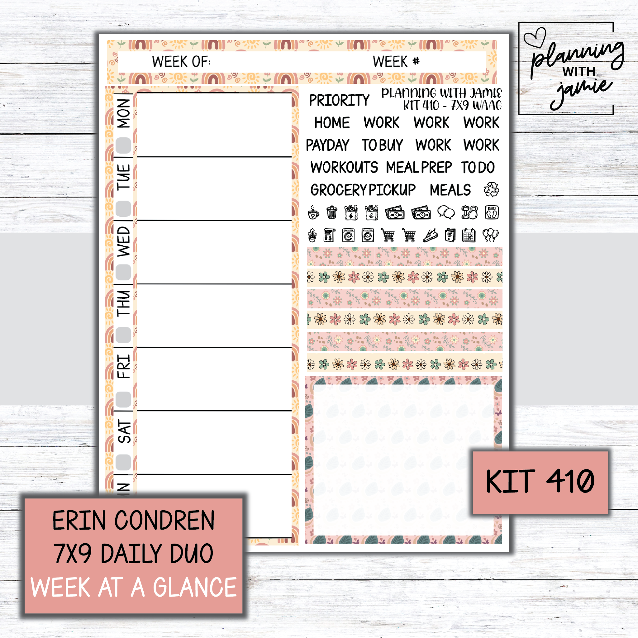 Kit 410 Week At A Glance Sticker – Planning With Jamie