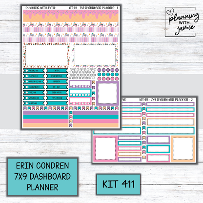 Kit 411 Erin Condren Dashboard Planner Sticker Kit