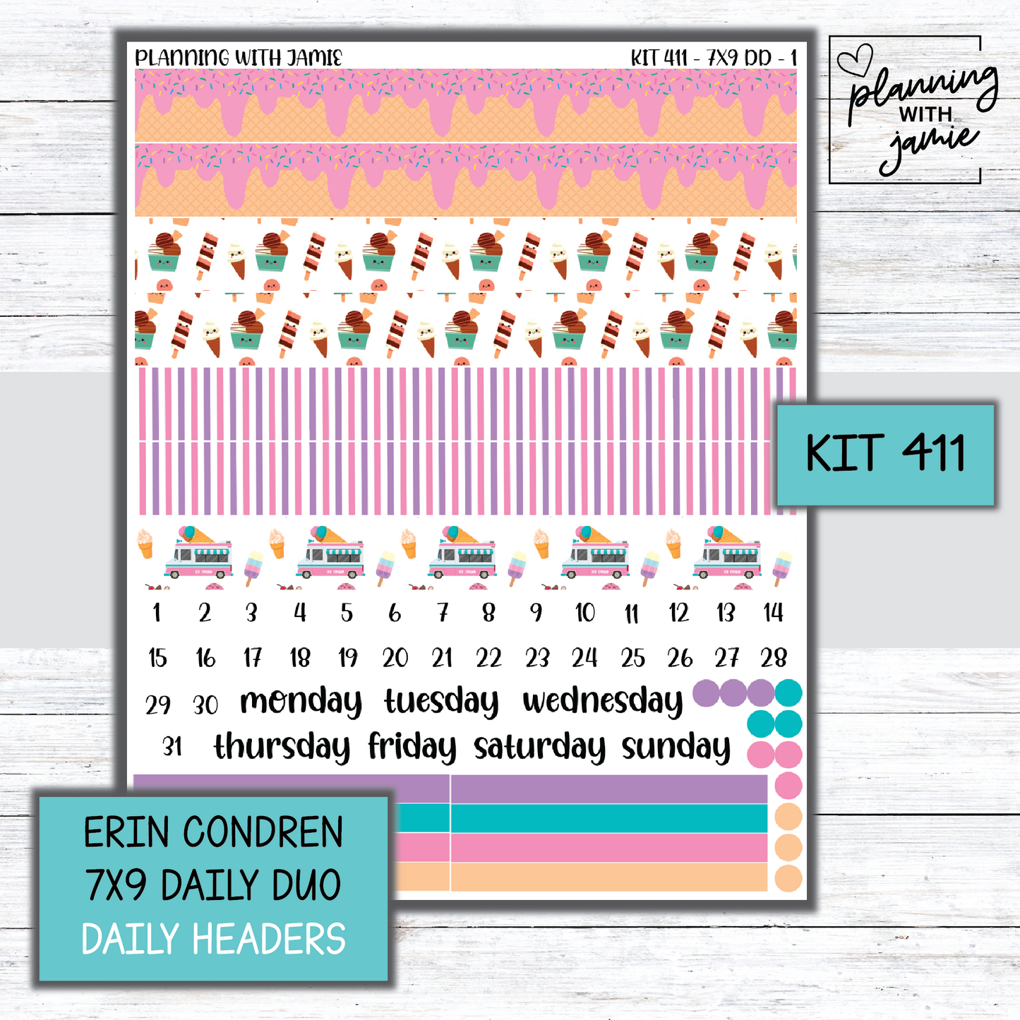 Kit 411 Erin Condren Daily Duo Sticker Kit