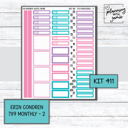 KIT 411 Erin Condren 7X9 OR A5 Monthly Kit