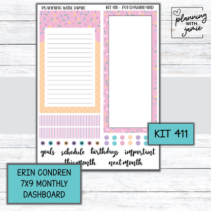 KIT 411 7X9 Erin Condren Monthly Dashboard Sticker Kit