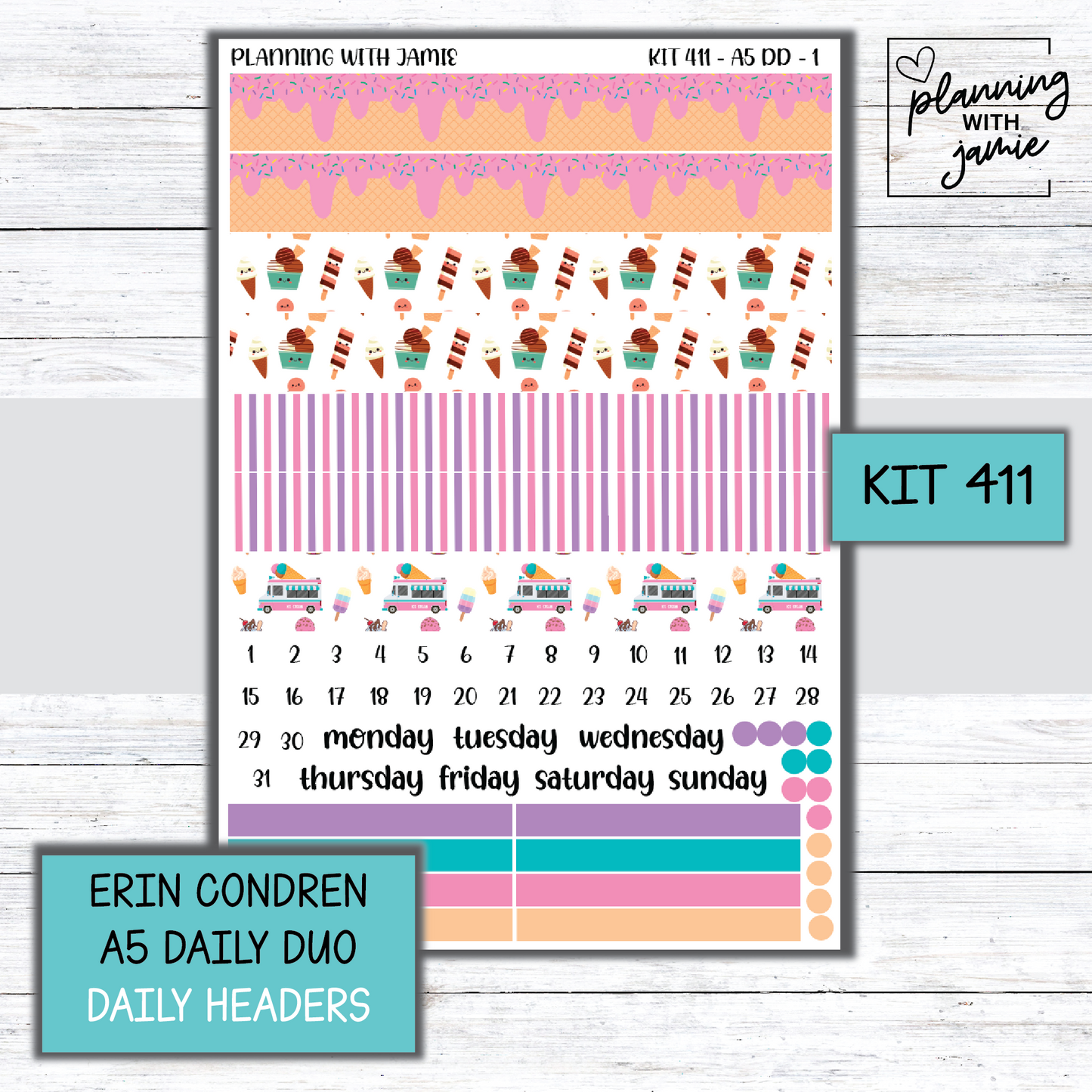 Kit 411 Erin Condren Daily Duo Sticker Kit