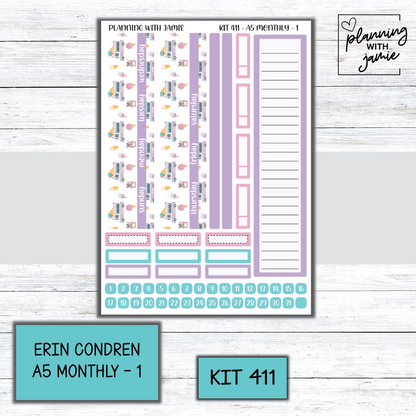 KIT 411 Erin Condren 7X9 OR A5 Monthly Kit