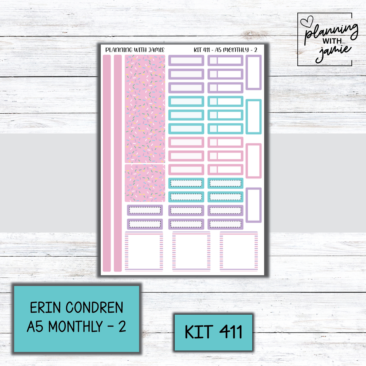 KIT 411 Erin Condren 7X9 OR A5 Monthly Kit