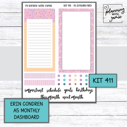 KIT 411 A5 Erin Condren Monthly Dashboard Sticker Kit