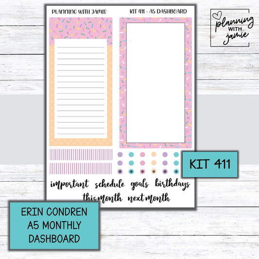 KIT 411 A5 Erin Condren Monthly Dashboard Sticker Kit