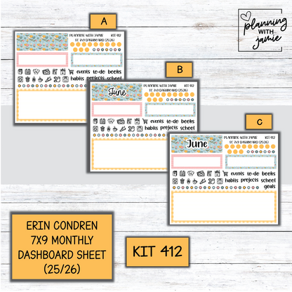 KIT 412 7X9 Erin Condren Monthly Dashboard Sticker Kit
