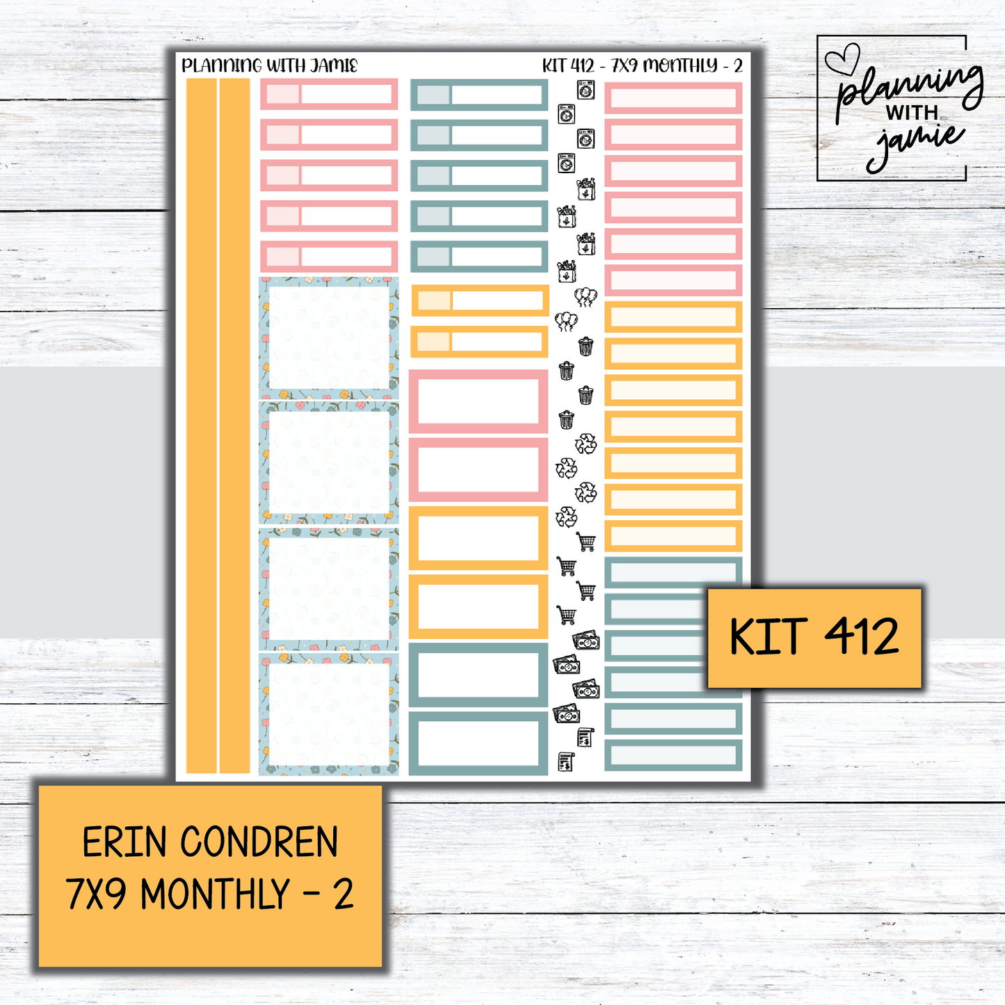 KIT 412 Erin Condren 7X9 OR A5 Monthly Kit