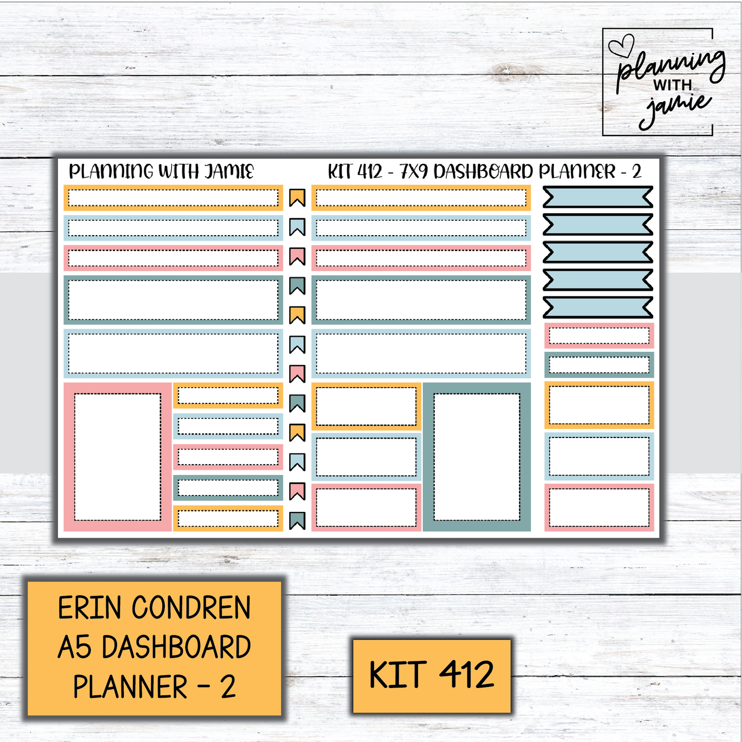 Kit 412 Erin Condren Dashboard Planner Sticker Kit