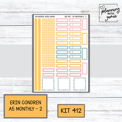 KIT 412 Erin Condren 7X9 OR A5 Monthly Kit