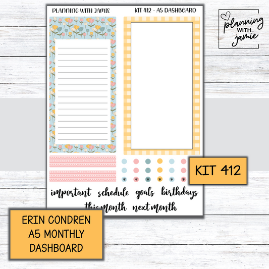KIT 412 A5 Erin Condren Monthly Dashboard Sticker Kit