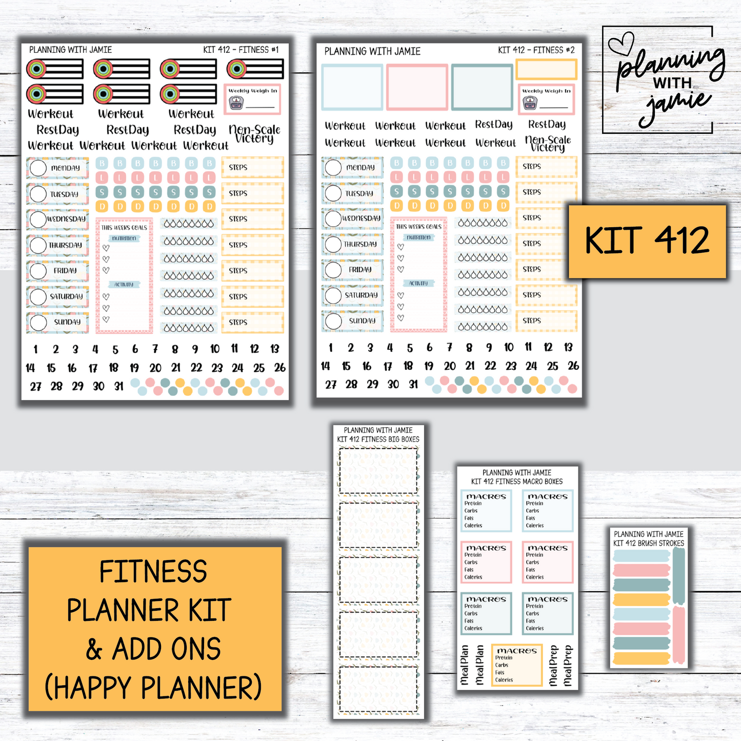 Kit 412 Weekly Fitness Sticker Kit