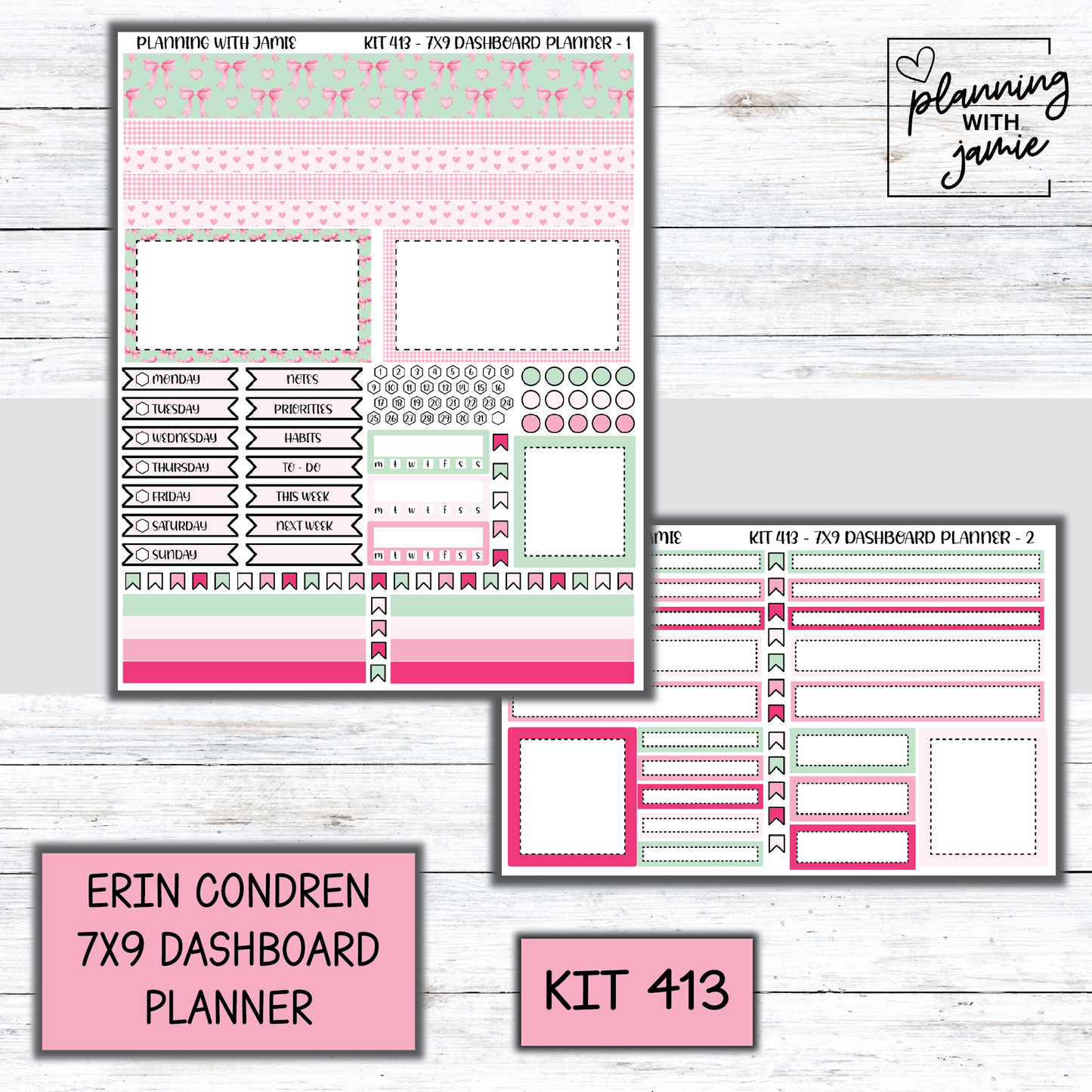 Kit 413 Erin Condren Dashboard Planner Sticker Kit