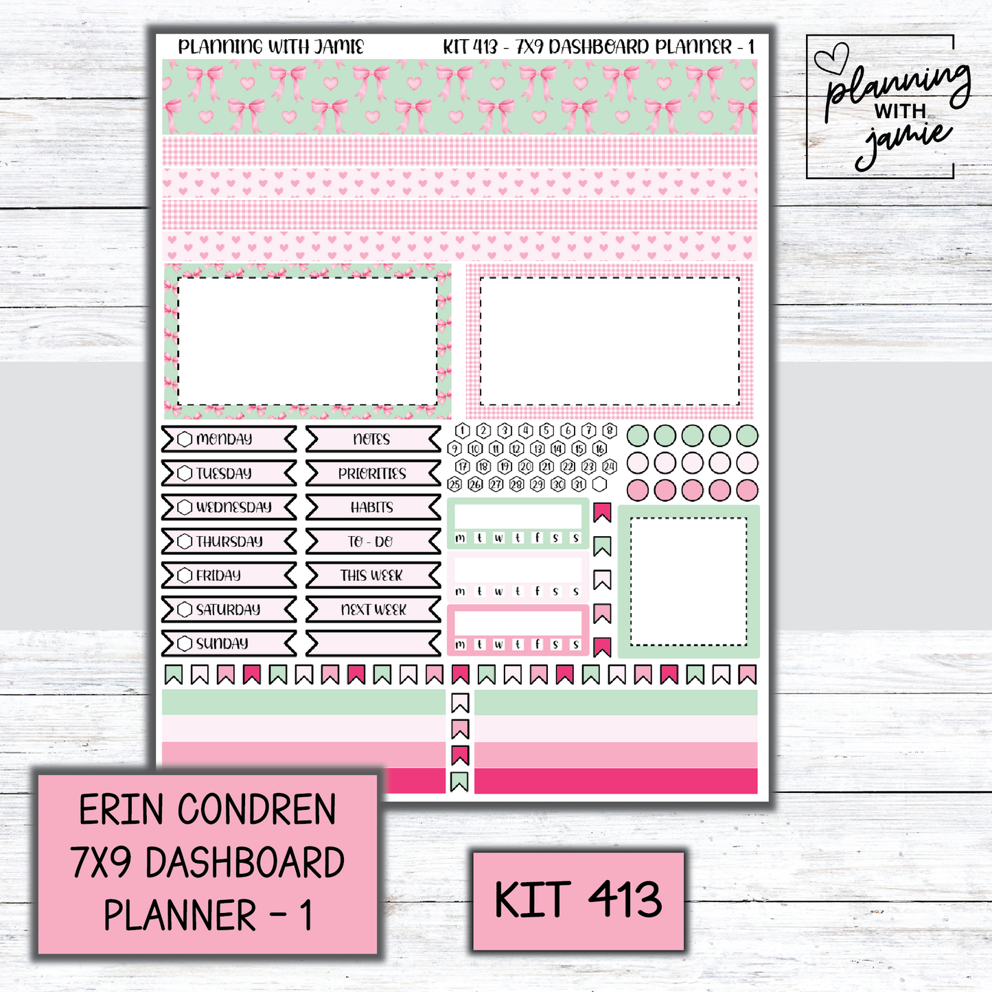 Kit 413 Erin Condren Dashboard Planner Sticker Kit