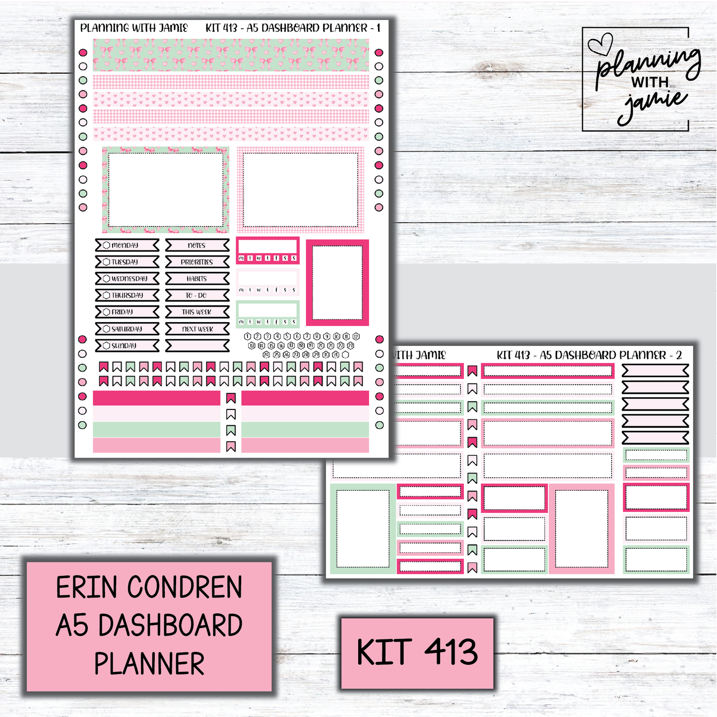 Kit 413 Erin Condren Dashboard Planner Sticker Kit
