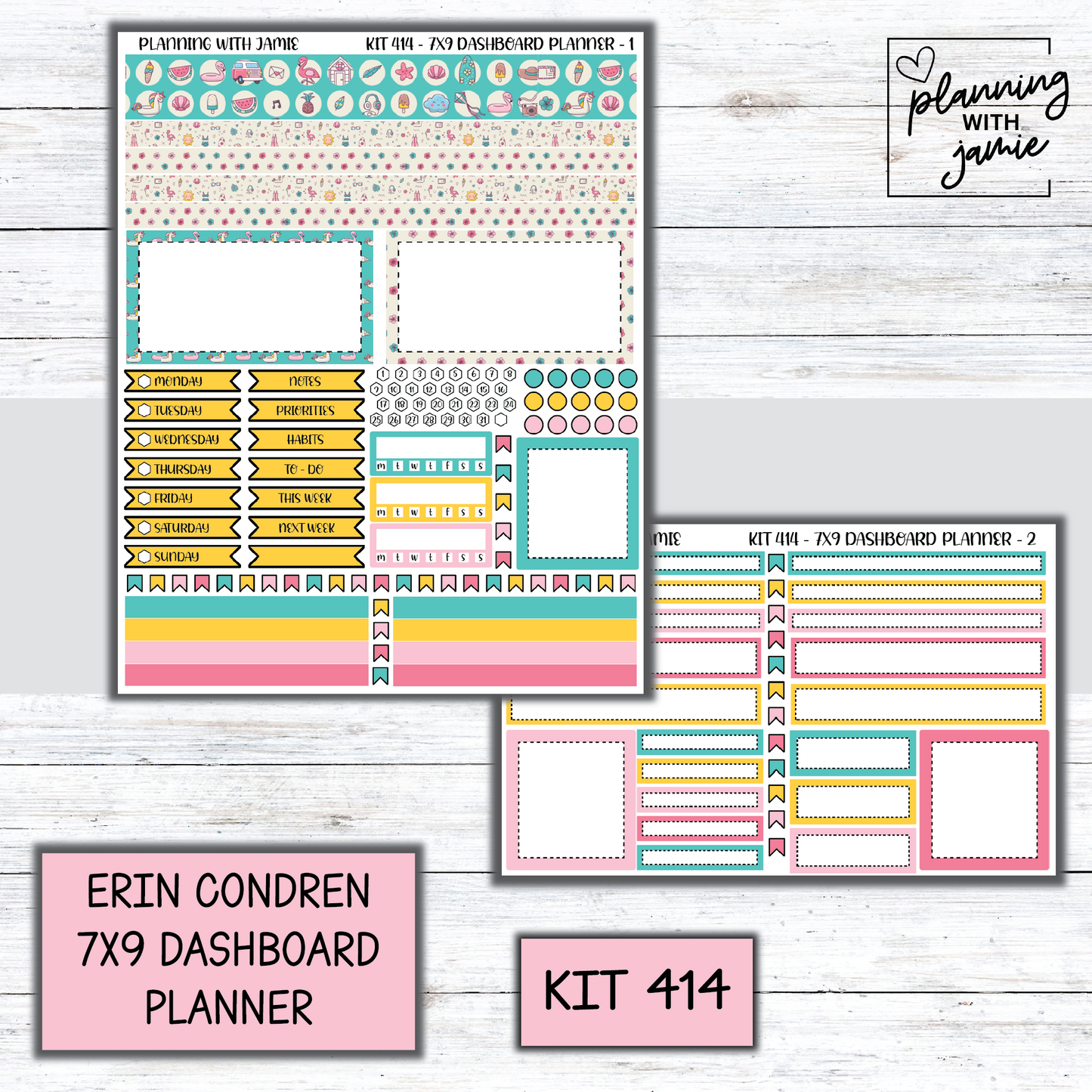 Kit 414 Erin Condren Dashboard Planner Sticker Kit