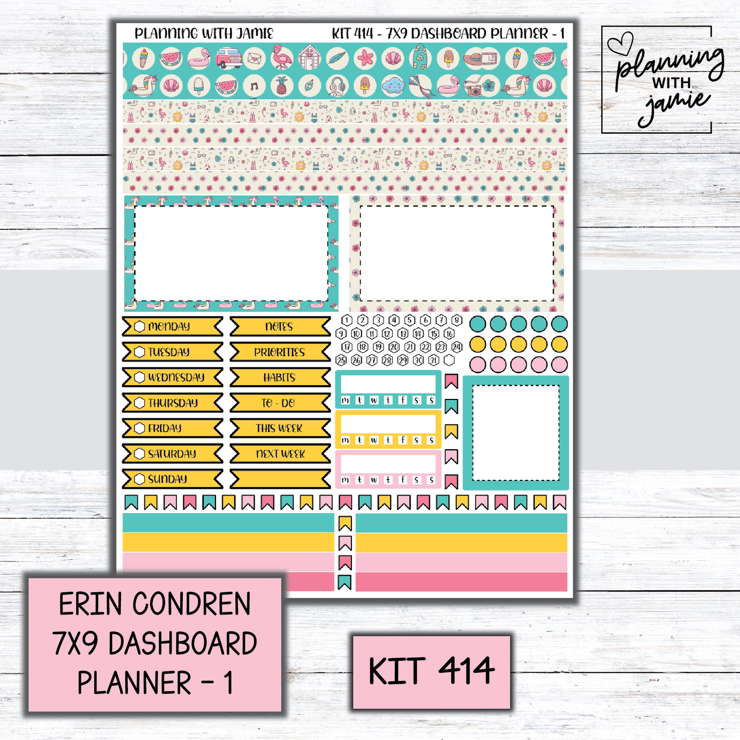 Kit 414 Erin Condren Dashboard Planner Sticker Kit
