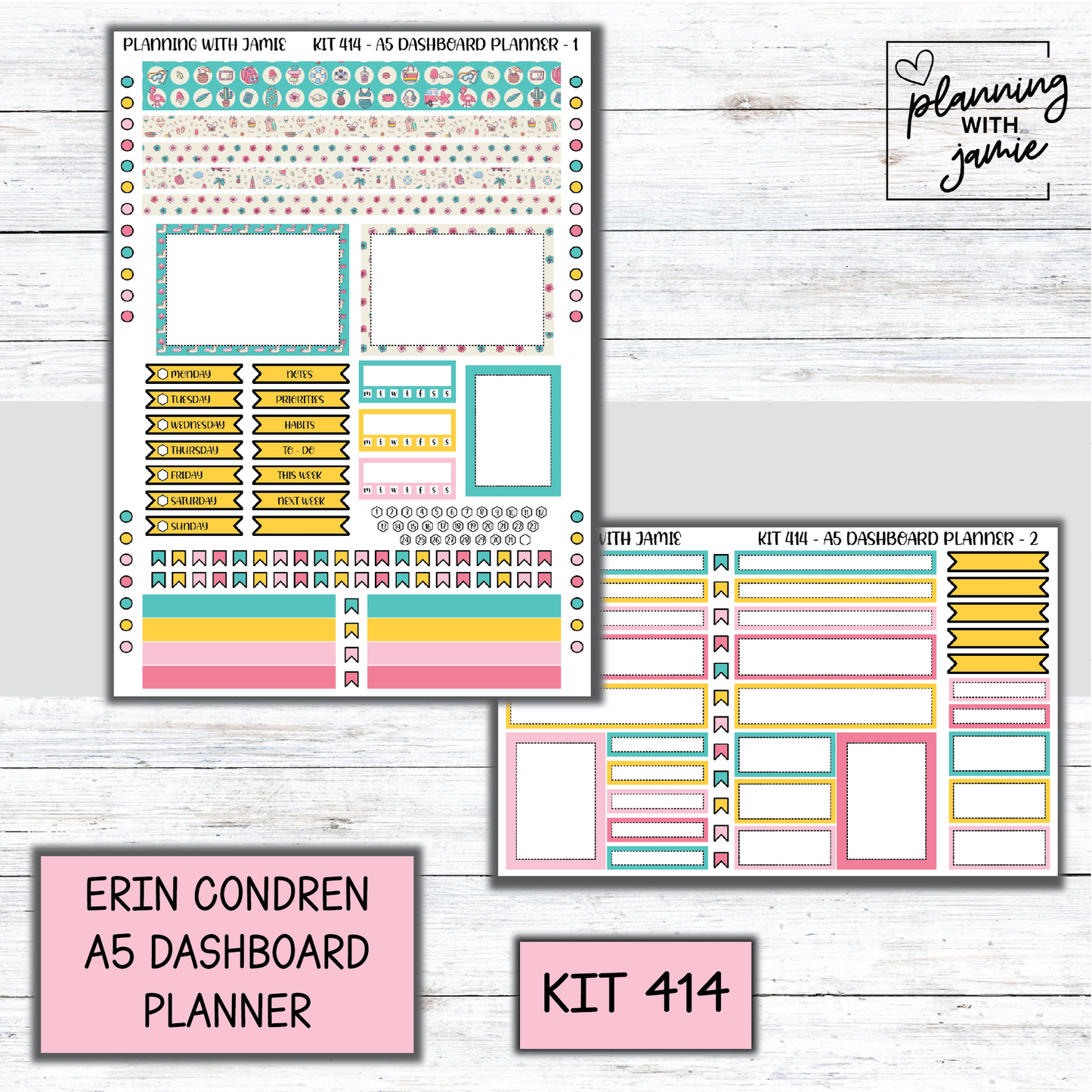Kit 414 Erin Condren Dashboard Planner Sticker Kit